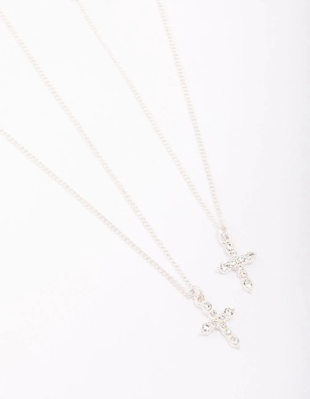 Silver Classic Diamante Cross Necklace Pack sold by lovisa