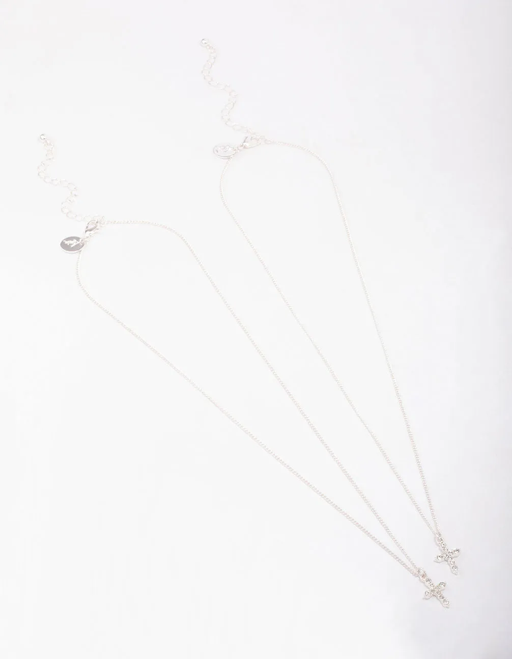 Silver Classic Diamante Cross Necklace Pack sold by lovisa product image thumbnail 3