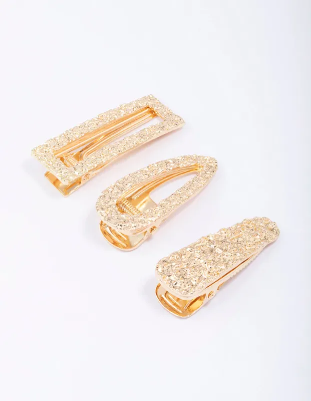 Gold Mixed Molten Hair Clip 3-Pack sold by lovisa