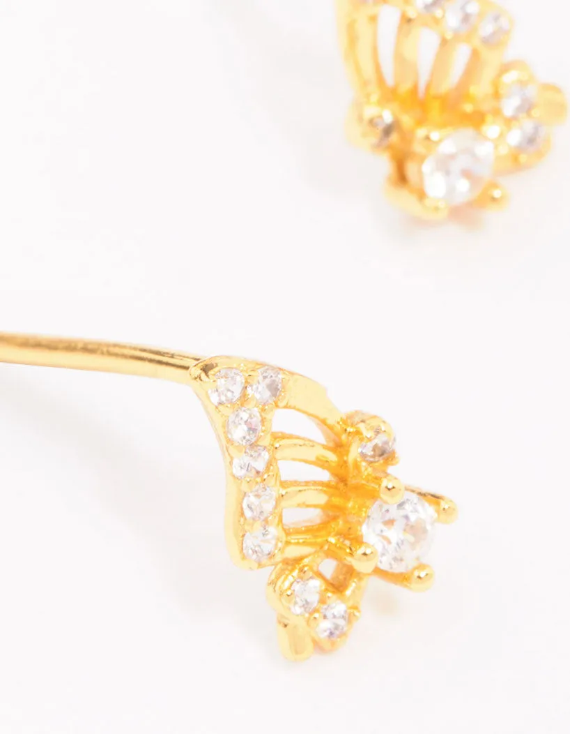 Gold Plated Sterling Silver Butterfly Wing Stud Earrings sold by lovisa product image thumbnail 2