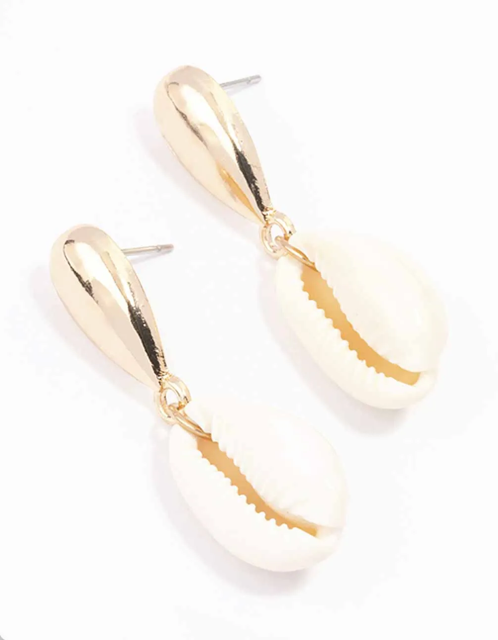 Gold Textured Multi Shell Drop Earrings sold by lovisa