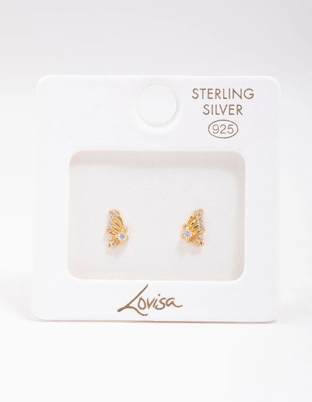Gold Plated Sterling Silver Butterfly Wing Stud Earrings sold by lovisa product image thumbnail 3