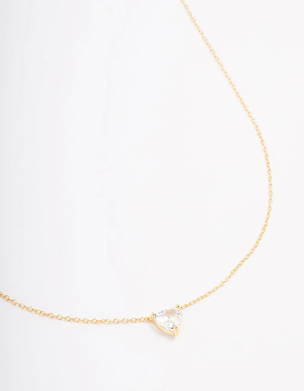 Gold Plated Sterling Silver Cubic Zirconia Heart Pendant Necklace sold by lovisa