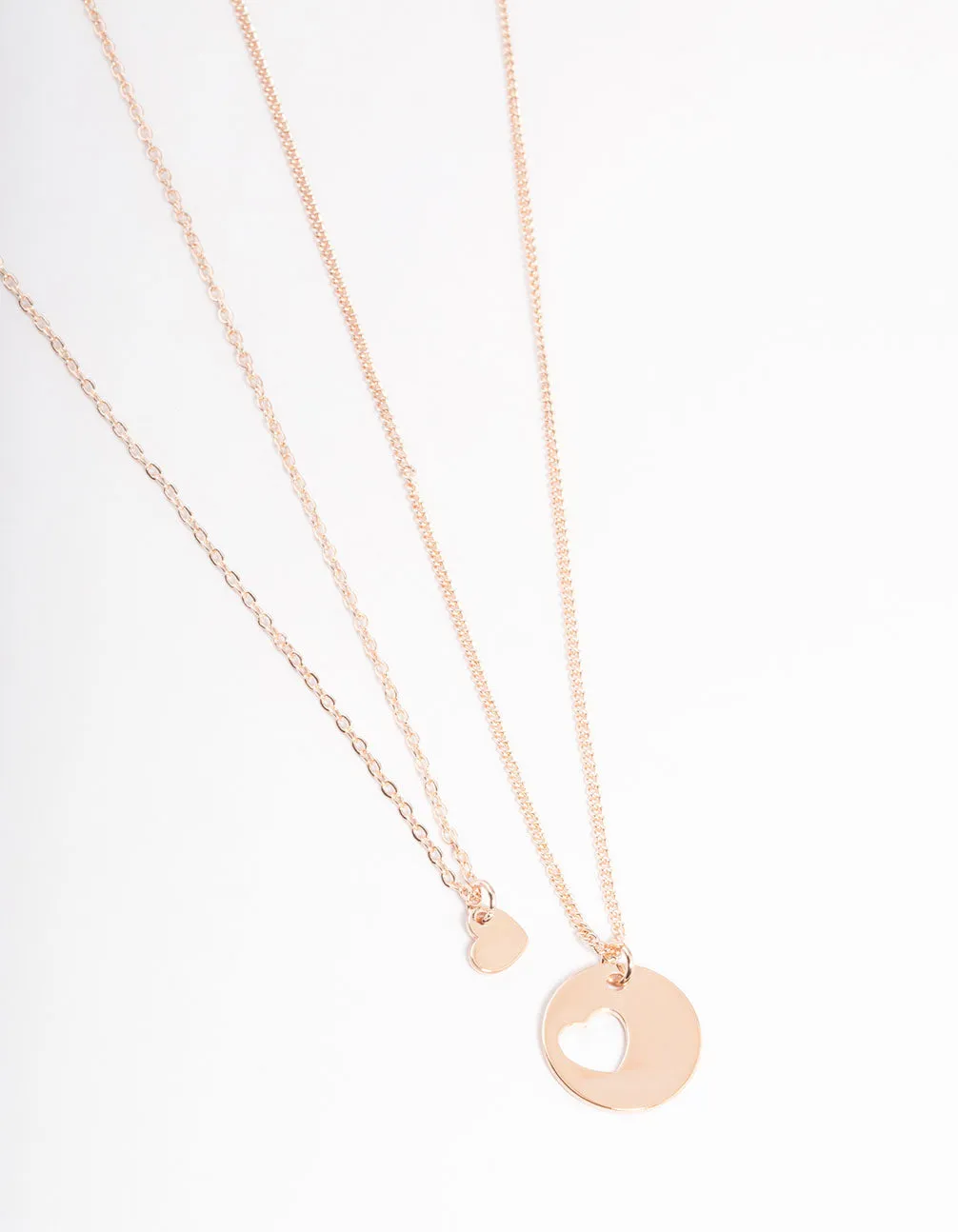 Rose Gold Heart Disc Cut Out Necklace Pack sold by lovisa