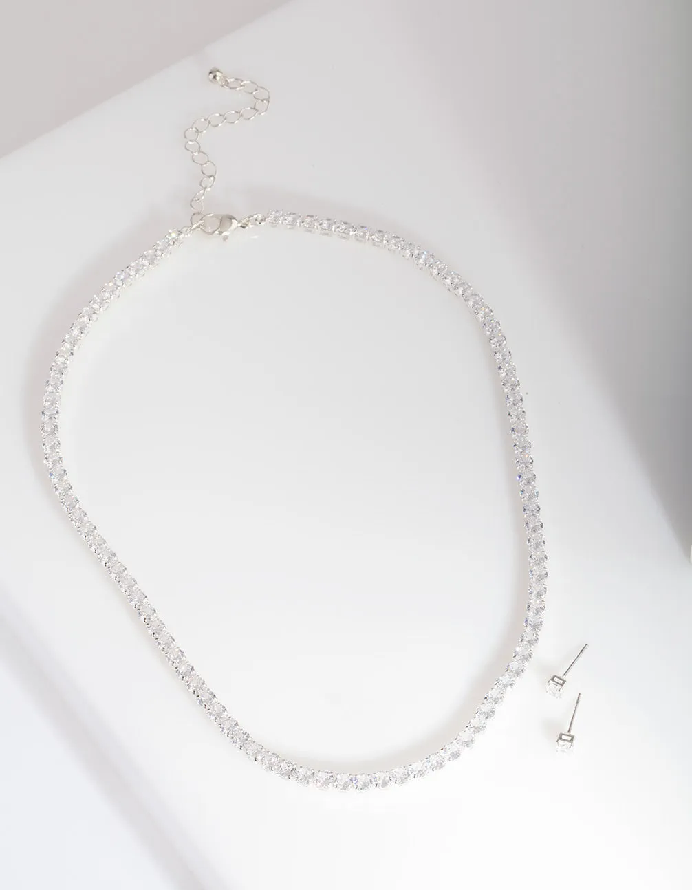 Silver Cubic Zirconia Earrings & Tennis Necklace Set sold by lovisa product image thumbnail 4