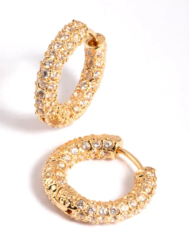 Gold Plated Cubic Zirconia Huggie Earrings sold by lovisa