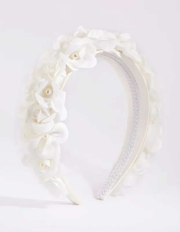 White Flower & Pearl Alice Band sold by lovisa