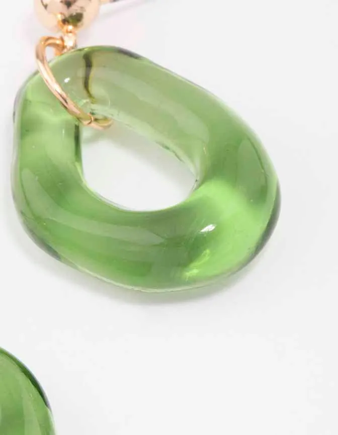 Gold & Green Wavy Donut Drop Earrings sold by lovisa product image thumbnail 3