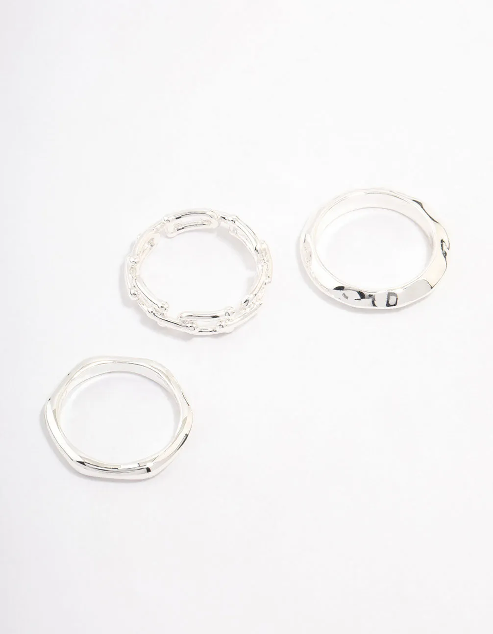 Silver Plated Chain Link Stacking Ring Pack sold by lovisa