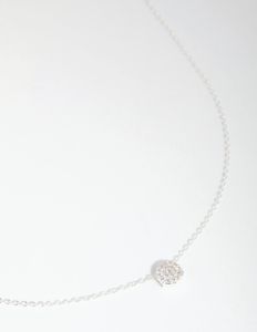 Sterling Silver Cubic Zirconia Pave Disc Necklace sold by lovisa