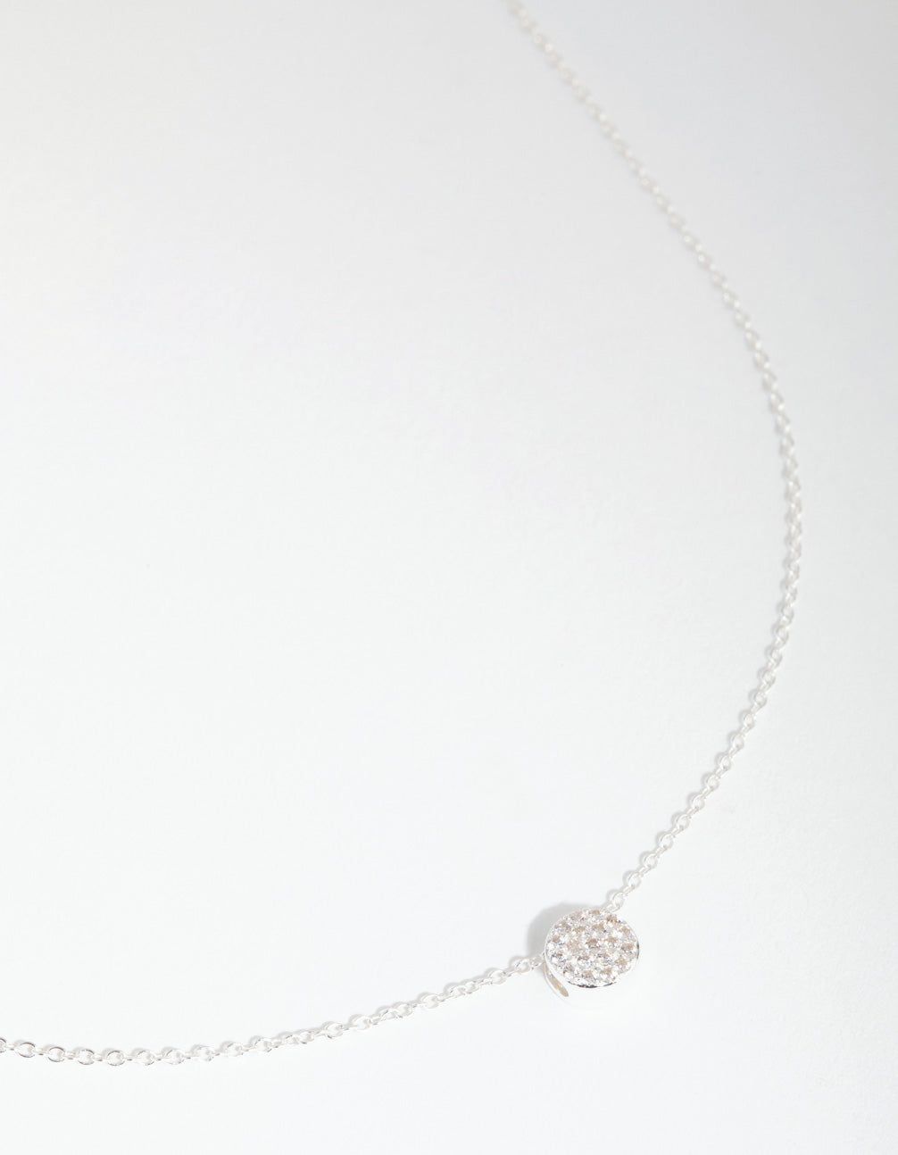 Sterling Silver Cubic Zirconia Pave Disc Necklace sold by lovisa