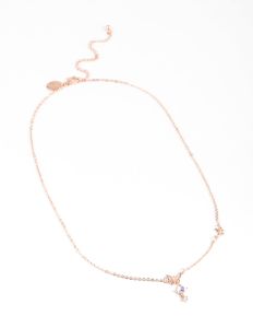 Rose Gold Dainty Butterfly & Diamante Necklace sold by lovisa