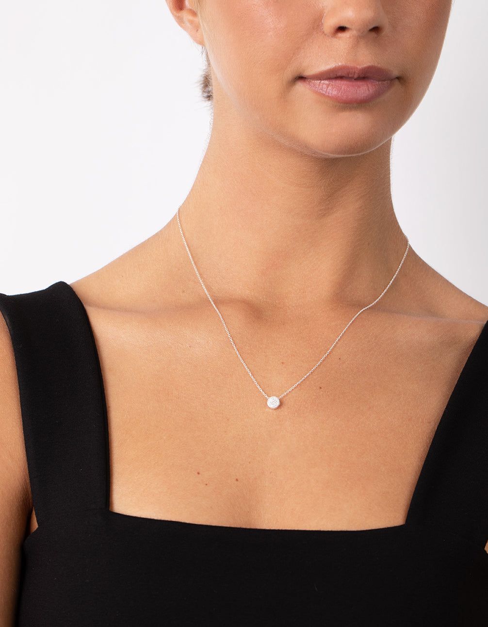 Sterling Silver Cubic Zirconia Pave Disc Necklace sold by lovisa product image thumbnail 2