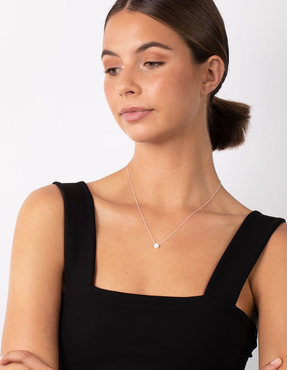 Sterling Silver Cubic Zirconia Pave Disc Necklace sold by lovisa product image thumbnail 4