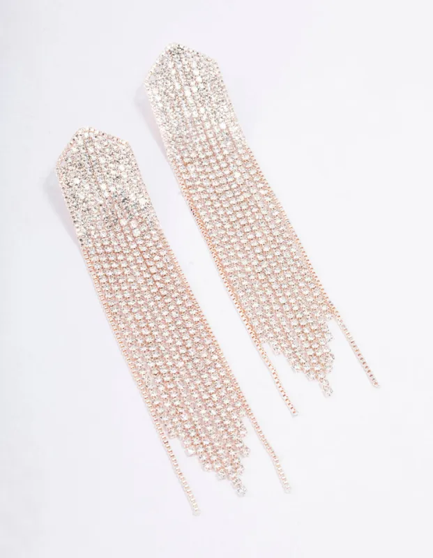Rose Gold Cupchain Pointed Drop Earrings sold by lovisa