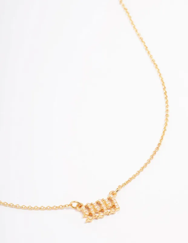 Gold Plated Cubic Zirconia 999 Angel Number Pendant Necklace sold by lovisa