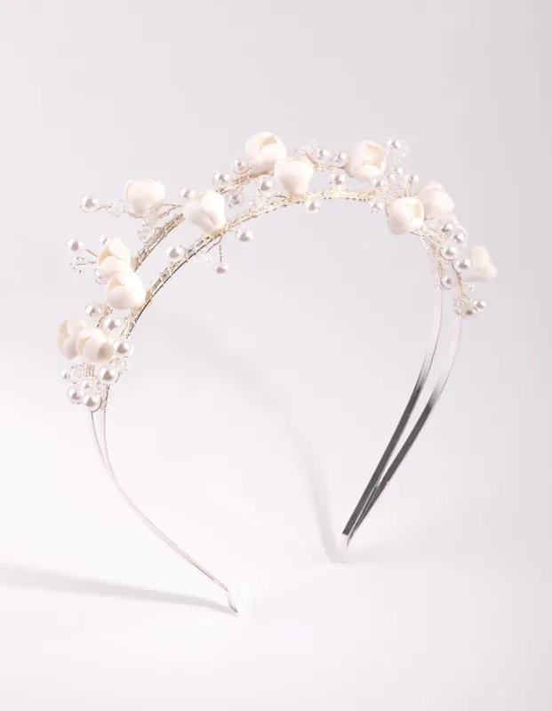 Mixed Rose & Pearl Alice Band sold by lovisa