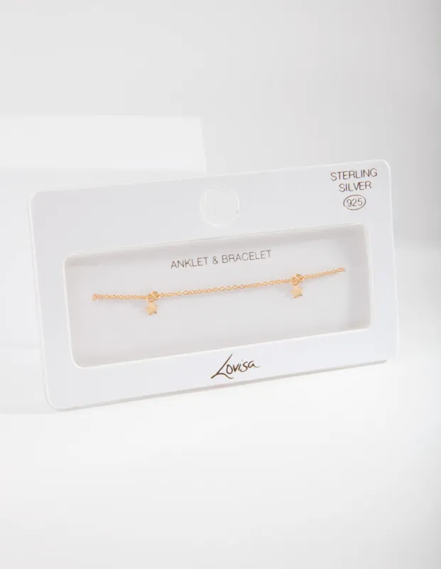 Gold Plated Sterling Silver Star Anklet Bracelet sold by lovisa
