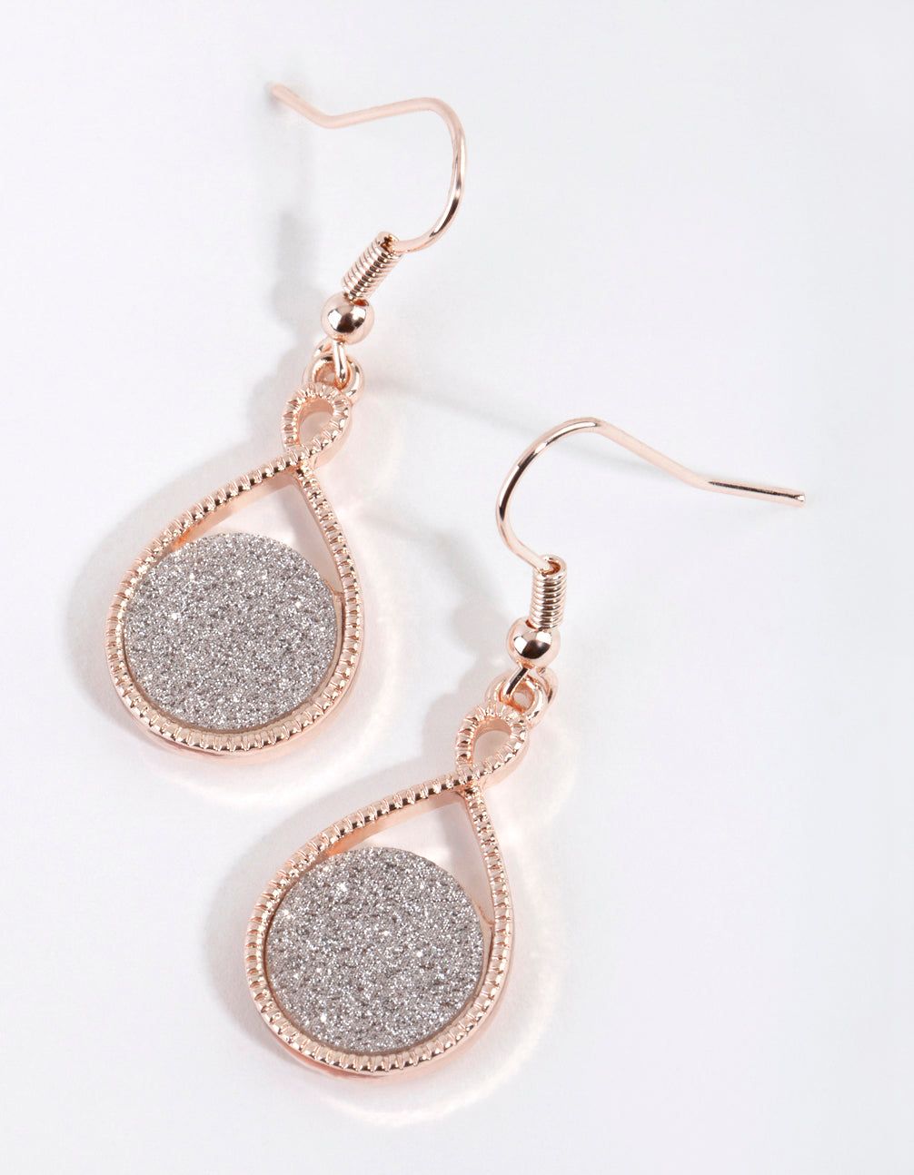 Rose Gold Round Glitter Pearl Drop Earrings sold by lovisa