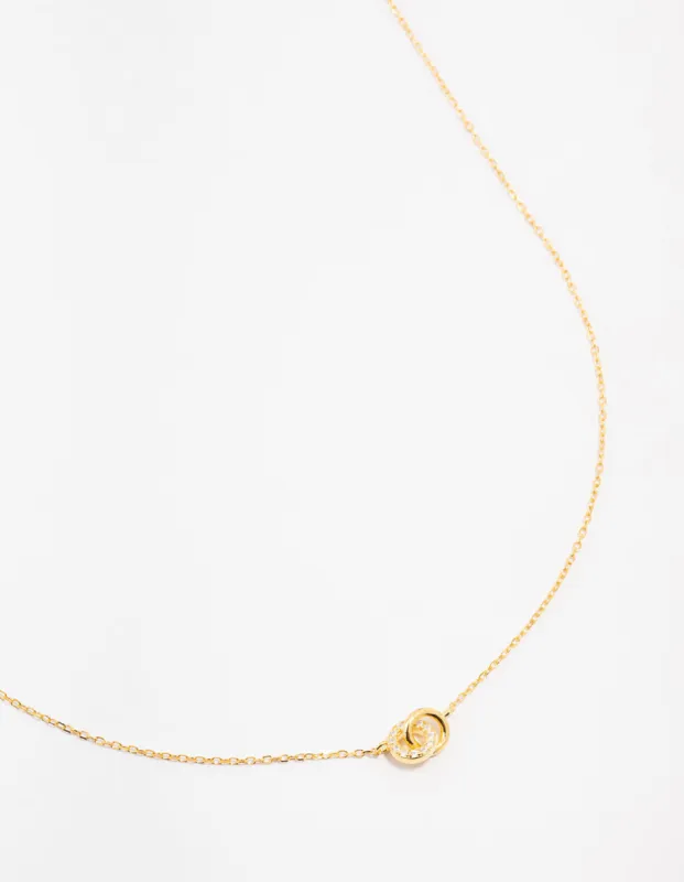 Gold Plated Sterling Silver Pave Link Extra Small Hoop Necklace sold by lovisa