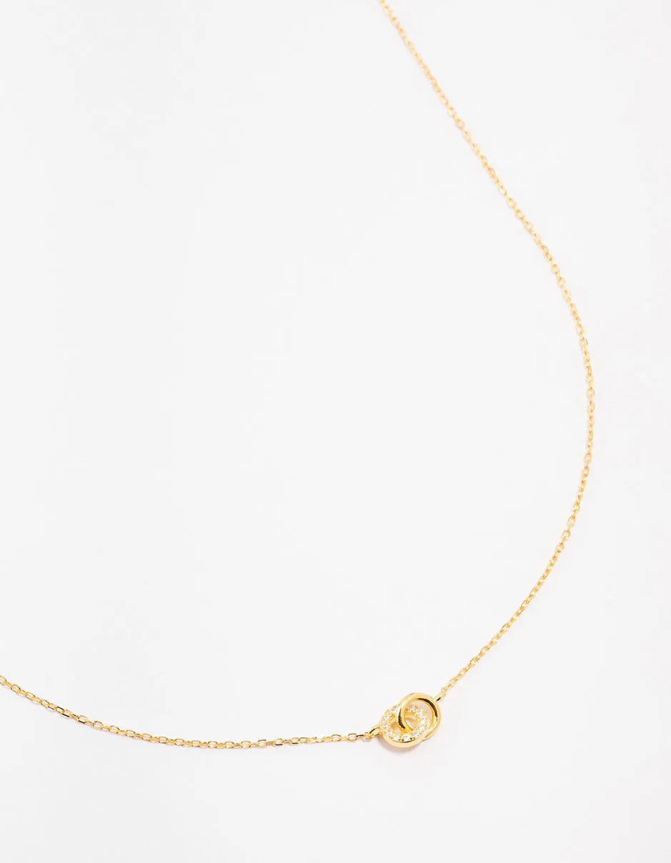 Gold Plated Sterling Silver Pave Link Extra Small Hoop Necklace sold by lovisa