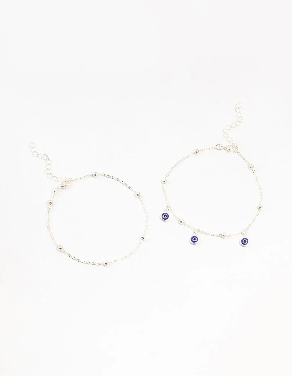 Silver Evil Eye Anklets 2-Pack sold by lovisa