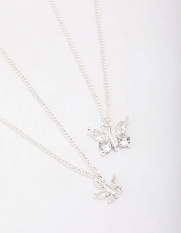 Silver Plated Link Butterfly Pendant Necklace Pack sold by lovisa