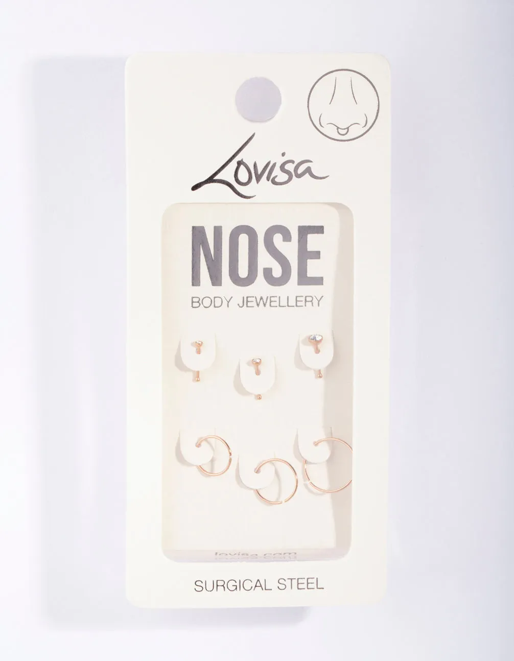 Rose Gold Surgical Steel Nose Jewellery 6-Pack sold by lovisa product image thumbnail 2