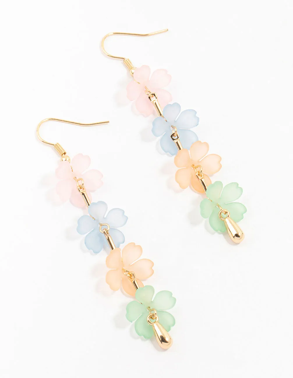 Gold Multicoloured Flower Strand Drop Earrings sold by lovisa