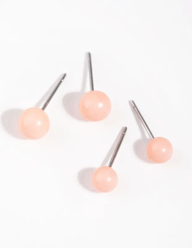 Acrylic Pink Ball Stud Pack Earring sold by lovisa