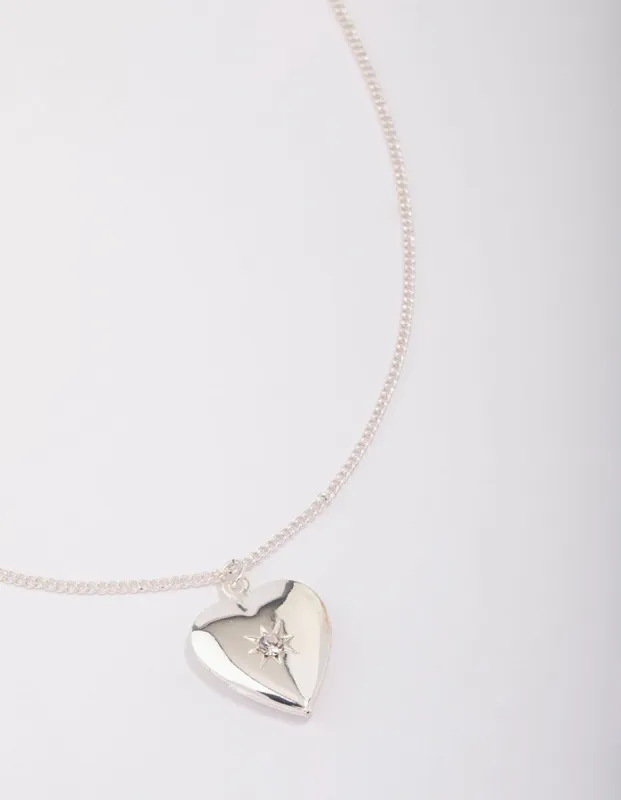 Silver Heart Locket Pendant Necklace sold by lovisa