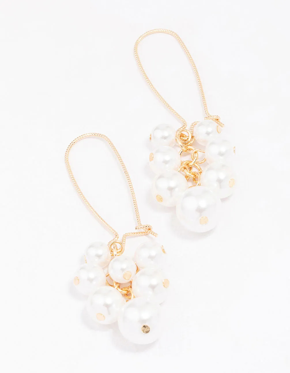 Gold Pearl Cluster Drop Earrings sold by lovisa