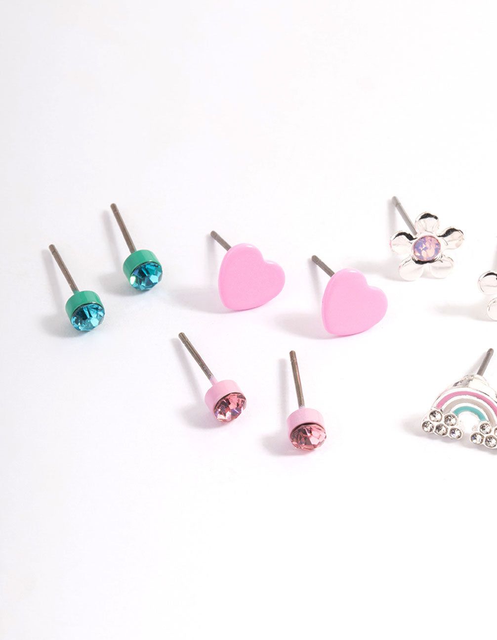Kids Pink Heart Diamante Stud Earrings 6-Pack sold by lovisa product image thumbnail 2