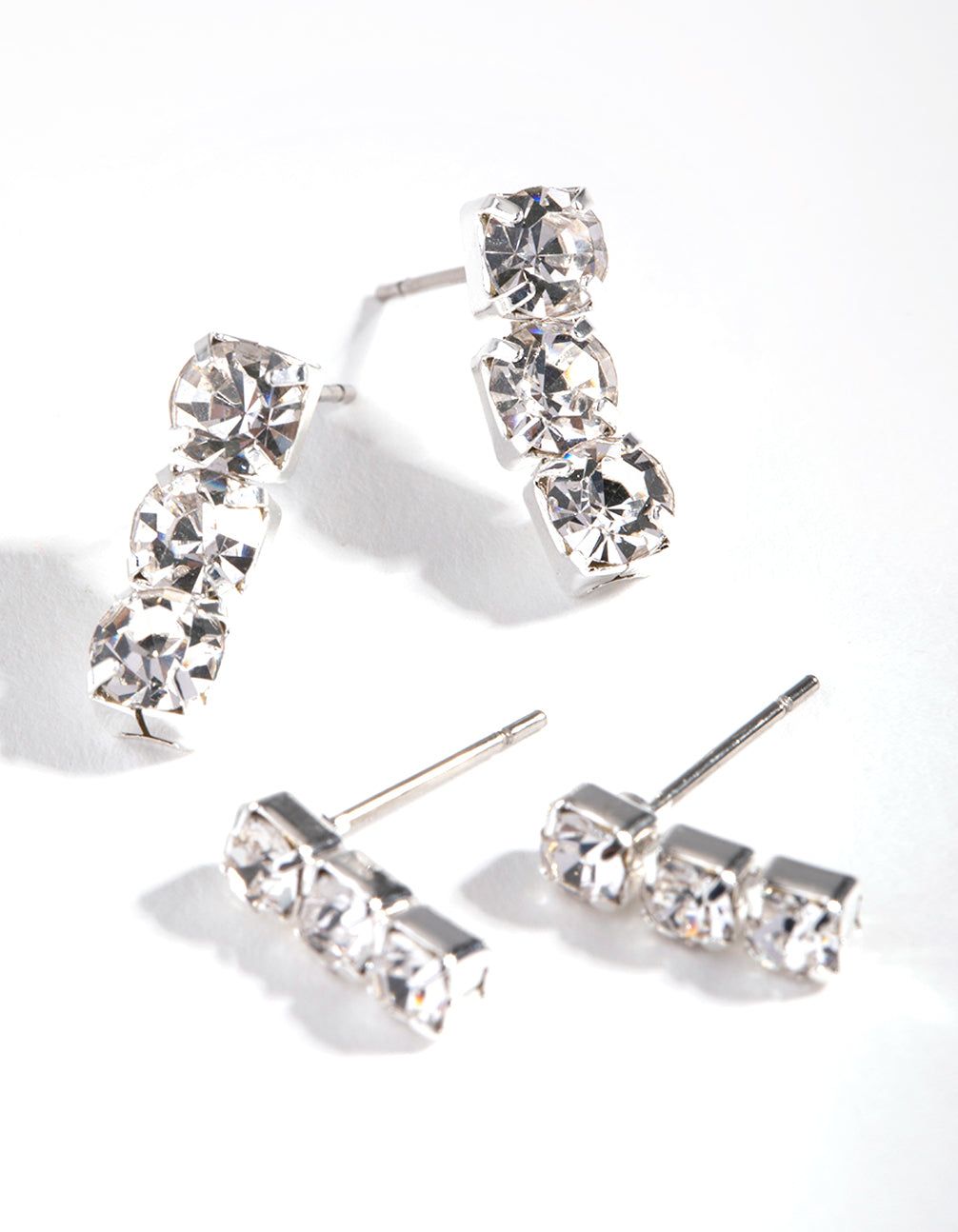 Silver Triple Stone Stud Earring Pack sold by lovisa