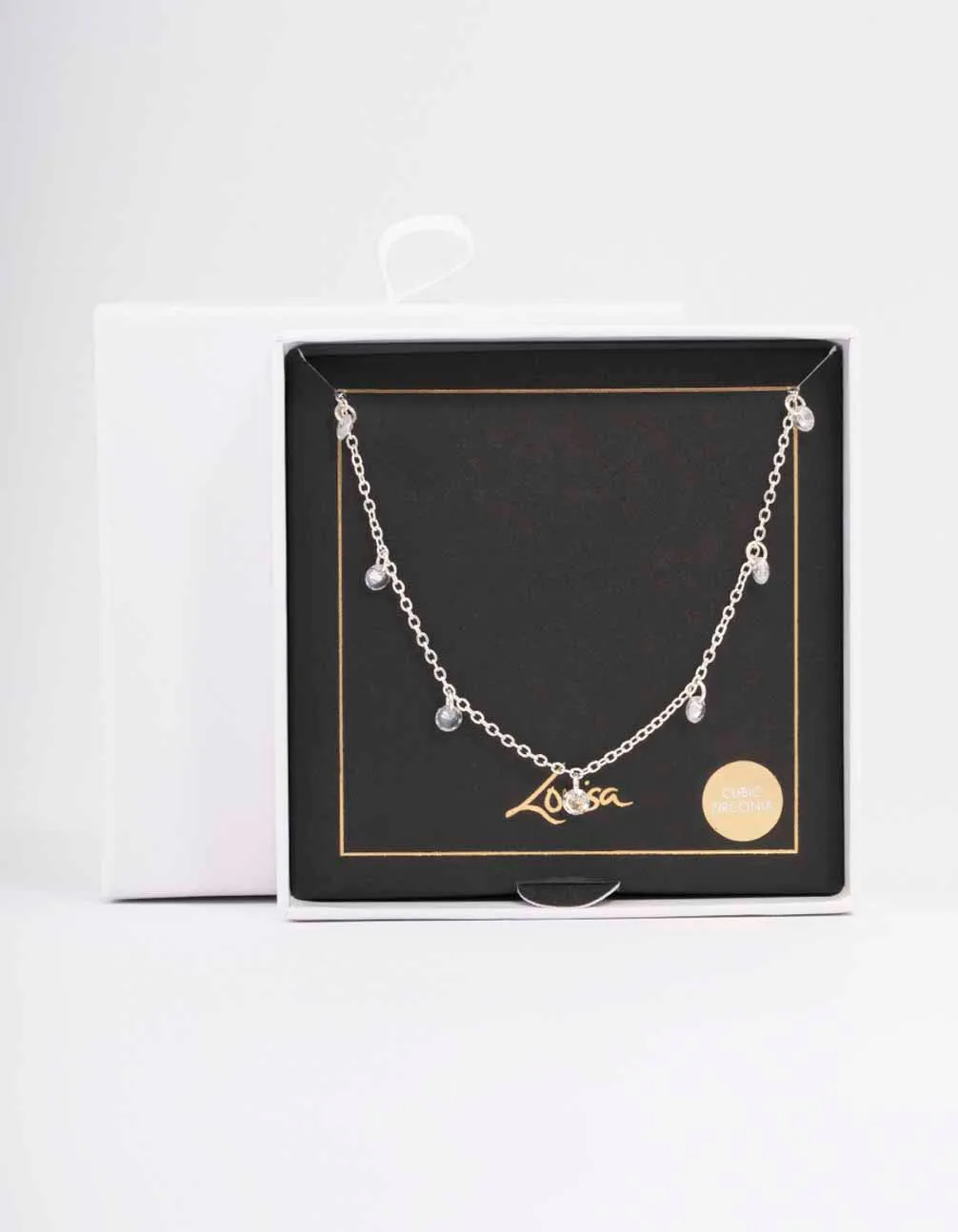 Silver Floating Diamante Droplet Necklace sold by lovisa product image thumbnail 4