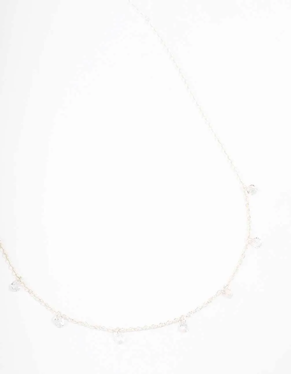 Silver Floating Diamante Droplet Necklace sold by lovisa