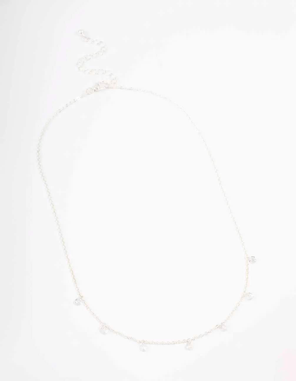 Silver Floating Diamante Droplet Necklace sold by lovisa product image thumbnail 3