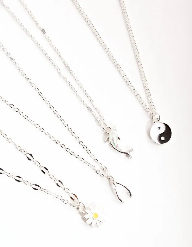 Silver Dolphin Mixed Charm Necklace sold by lovisa