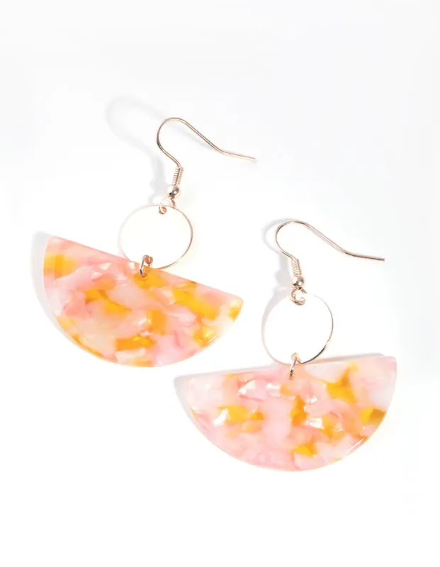 Rose Gold Acrylic Half Circle Drop Earrings sold by lovisa