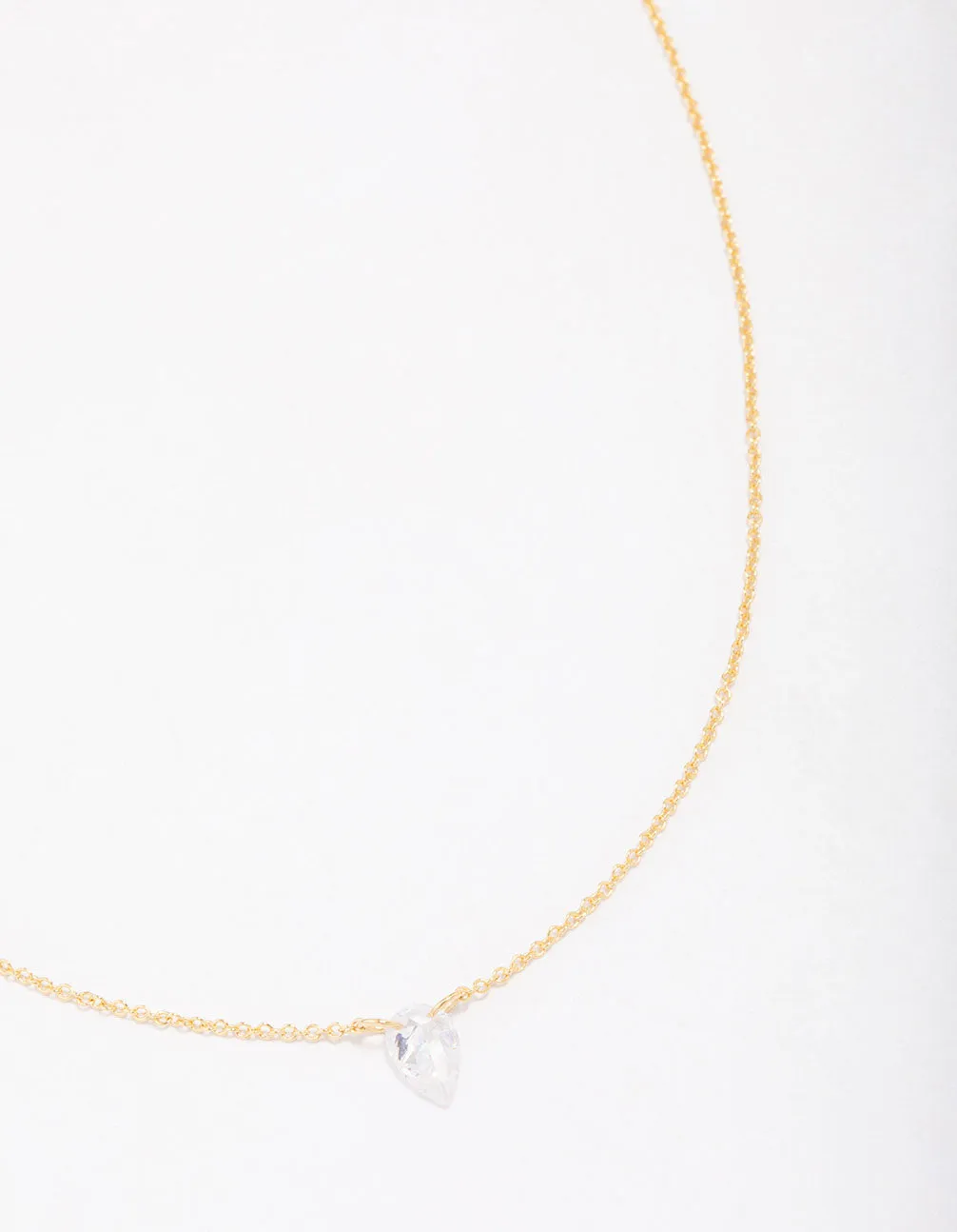 Gold Plated Sterling Silver Pear Cubic Zirconia Chain Necklace sold by lovisa