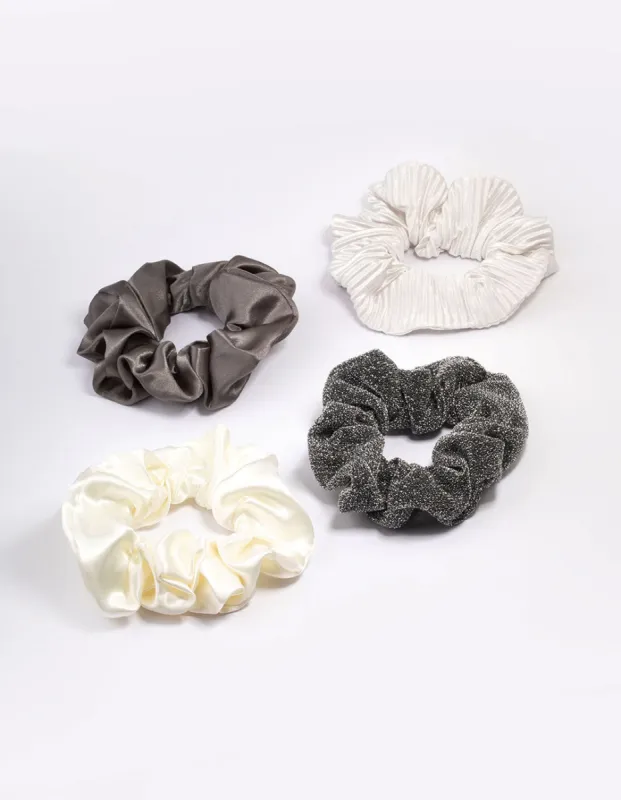 Grey & Cream Christmas Hair Scrunchie Gift 4-Pack sold by lovisa