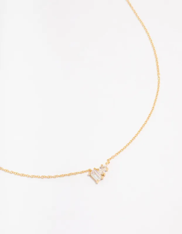 Gold Plated Sterling Silver Cubic Zirconia  Pear Pendant Necklace sold by lovisa