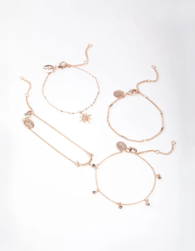 Rose Gold Star & Moon Bracelet & Anklet Pack sold by lovisa