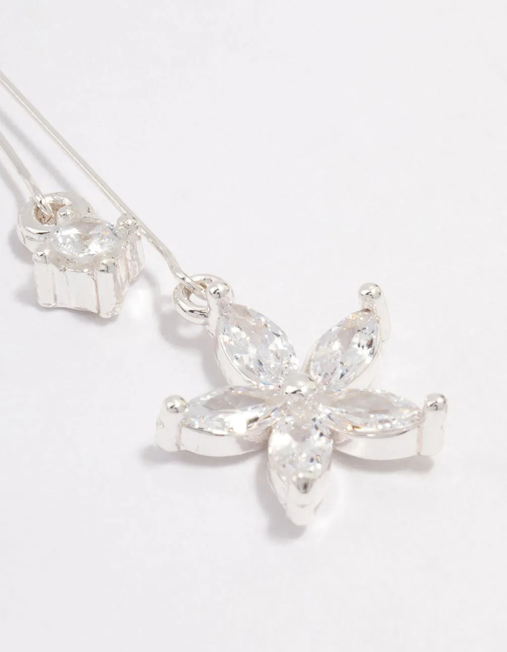 Silver Cubic Zirconia Flower Waterfall Drop Earrings sold by lovisa product image thumbnail 3
