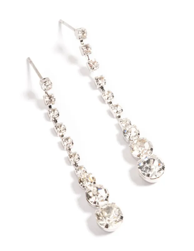 Rhodium Cupchain Graduated Drop Earrings sold by lovisa