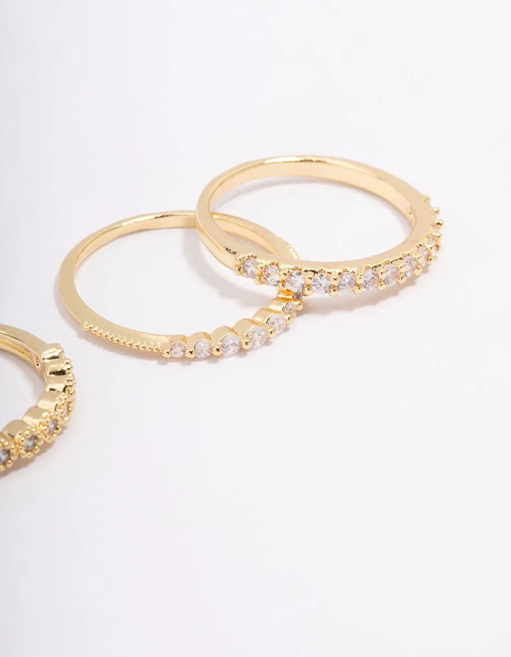 Gold Plated Cubic Zirconia Round Triple Stacking Rings sold by lovisa product image thumbnail 4