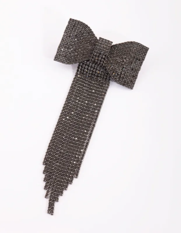 Gunmetal Black Diamante Drape Clip sold by lovisa