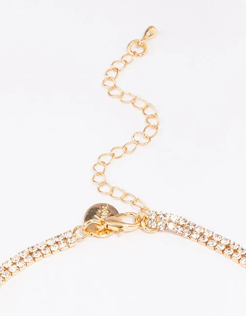 Gold Diamante & Emerald Stone Drop Necklace sold by lovisa product image thumbnail 3