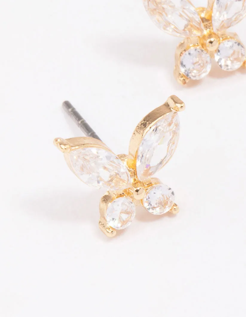 Gold Diamante Butterfly Stud Earrings sold by lovisa product image thumbnail 2