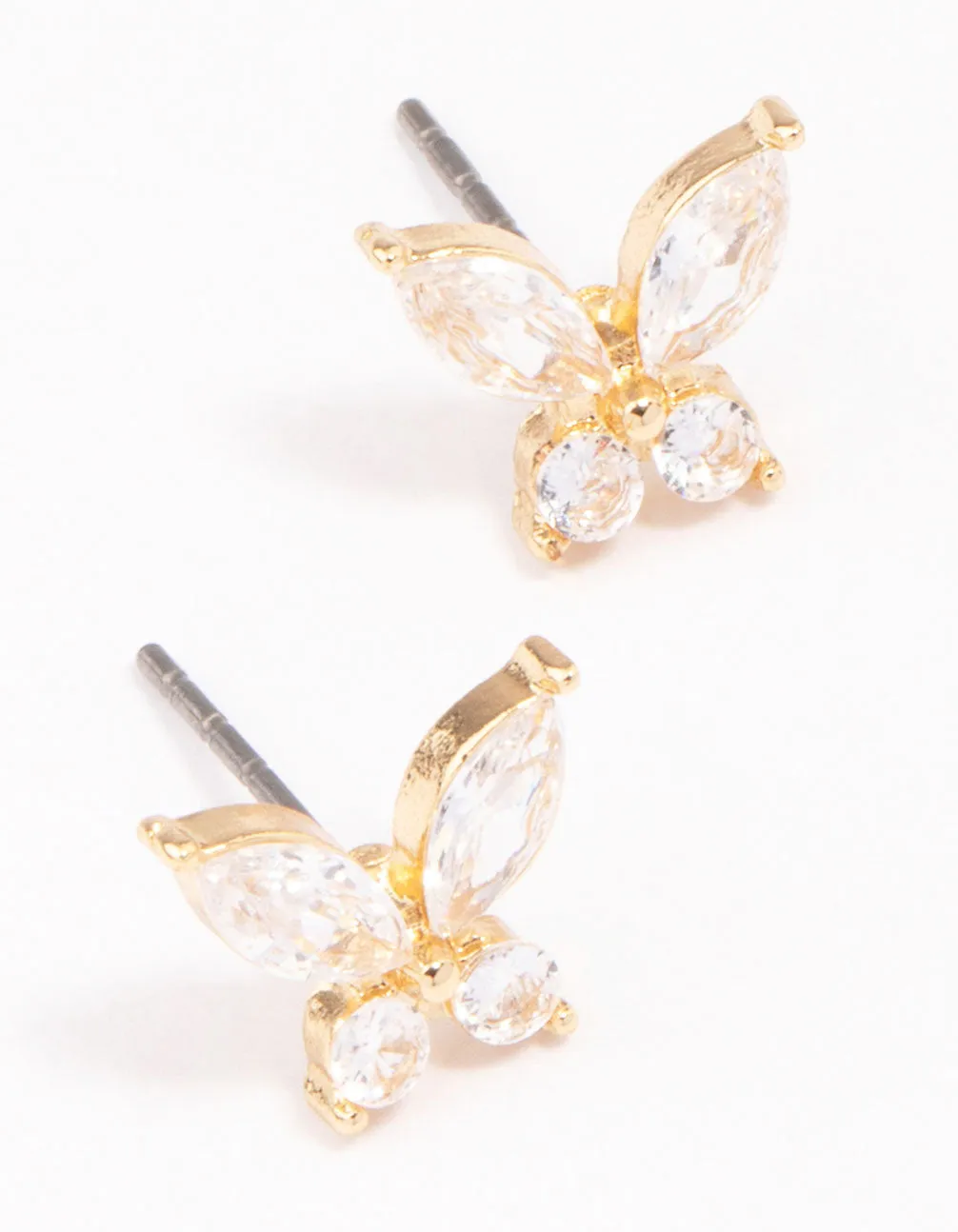 Gold Diamante Butterfly Stud Earrings sold by lovisa